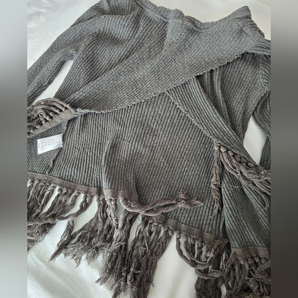 Anthropologie Eri + Ali Ribbed Fringe Top Size Medium Boho Festival Tassel Knit - Picture 10 of 12